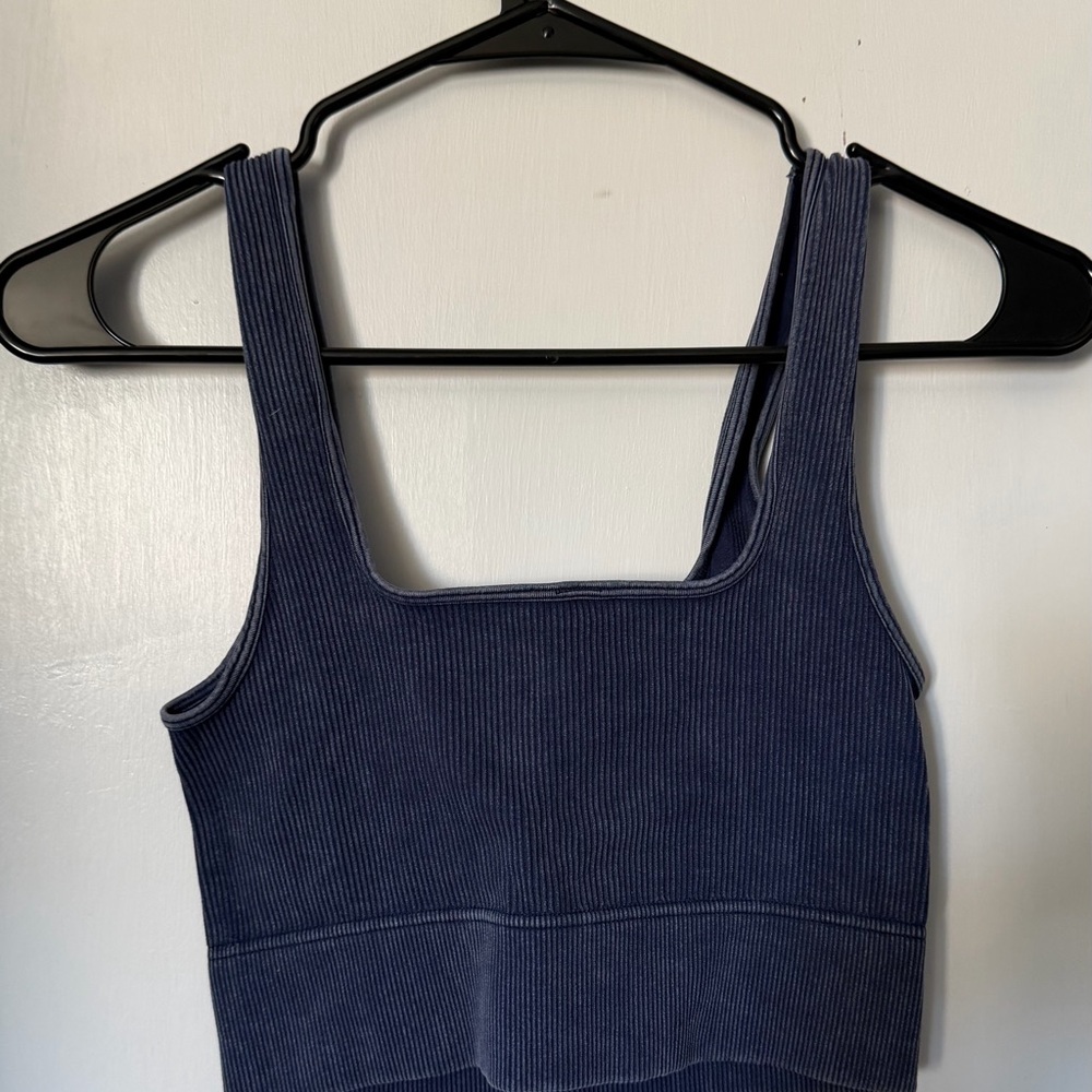 Zenana Outfitters Navy Ribbed Crop Top